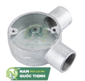 Hộp nối 2 ngã vuông ren gang mạ kẽm nhúng nóng